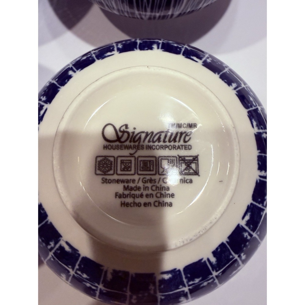 Signature International Shibori 6" Blue And White Rice Bowls Set Of 4 - Picture 9 of 9
